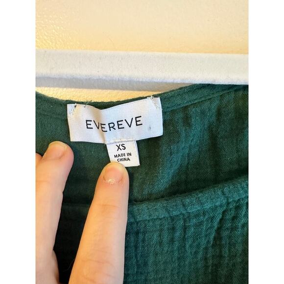 Evereve Francine Ruffle Gauze Emerald Green 3/4 Sleeve 100% Cotton Blouse XS - Picture 6 of 7